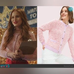 Kate Spade Pink Button Down Knit Cardigan with Clear Spade Buttons